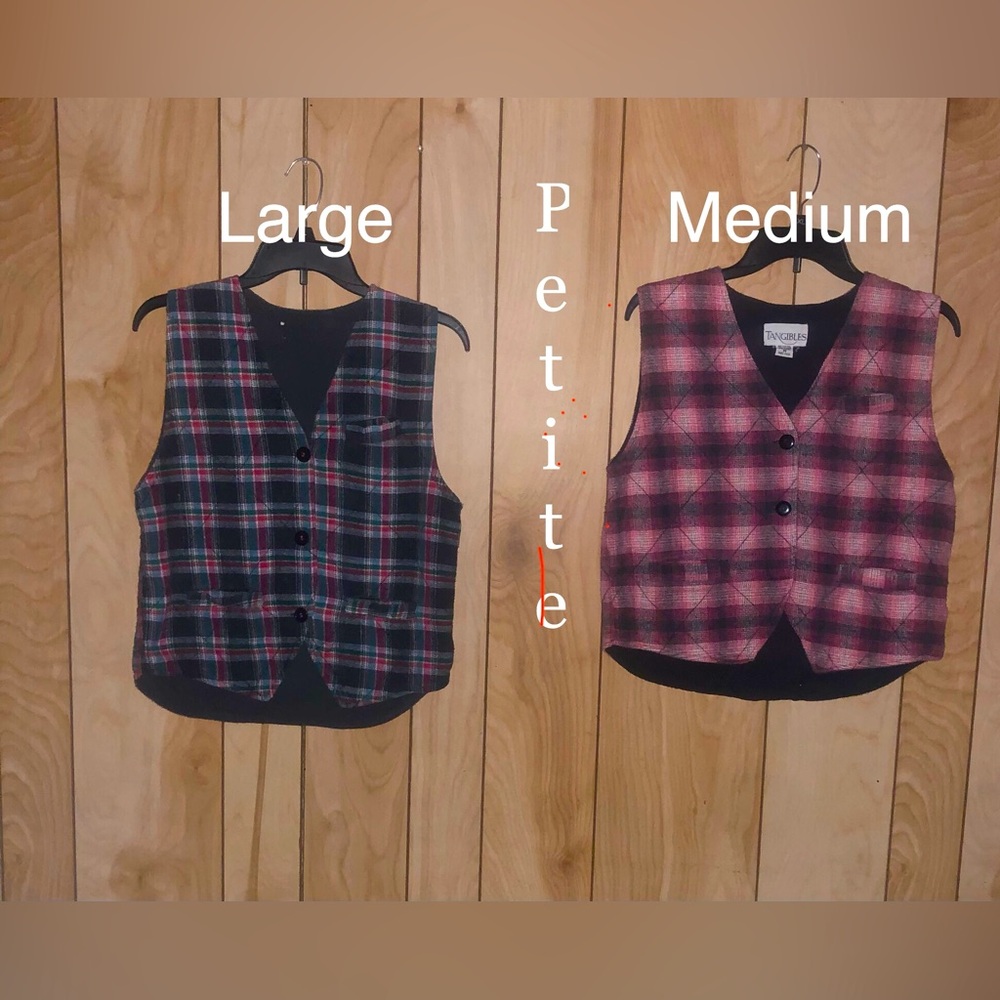 Plaid Wool/Polyester Dress Vests